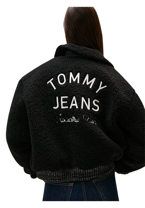 Bomber stile college in sherpa con logo BLACK Tommy Hilfiger | DW0DW21666BDS